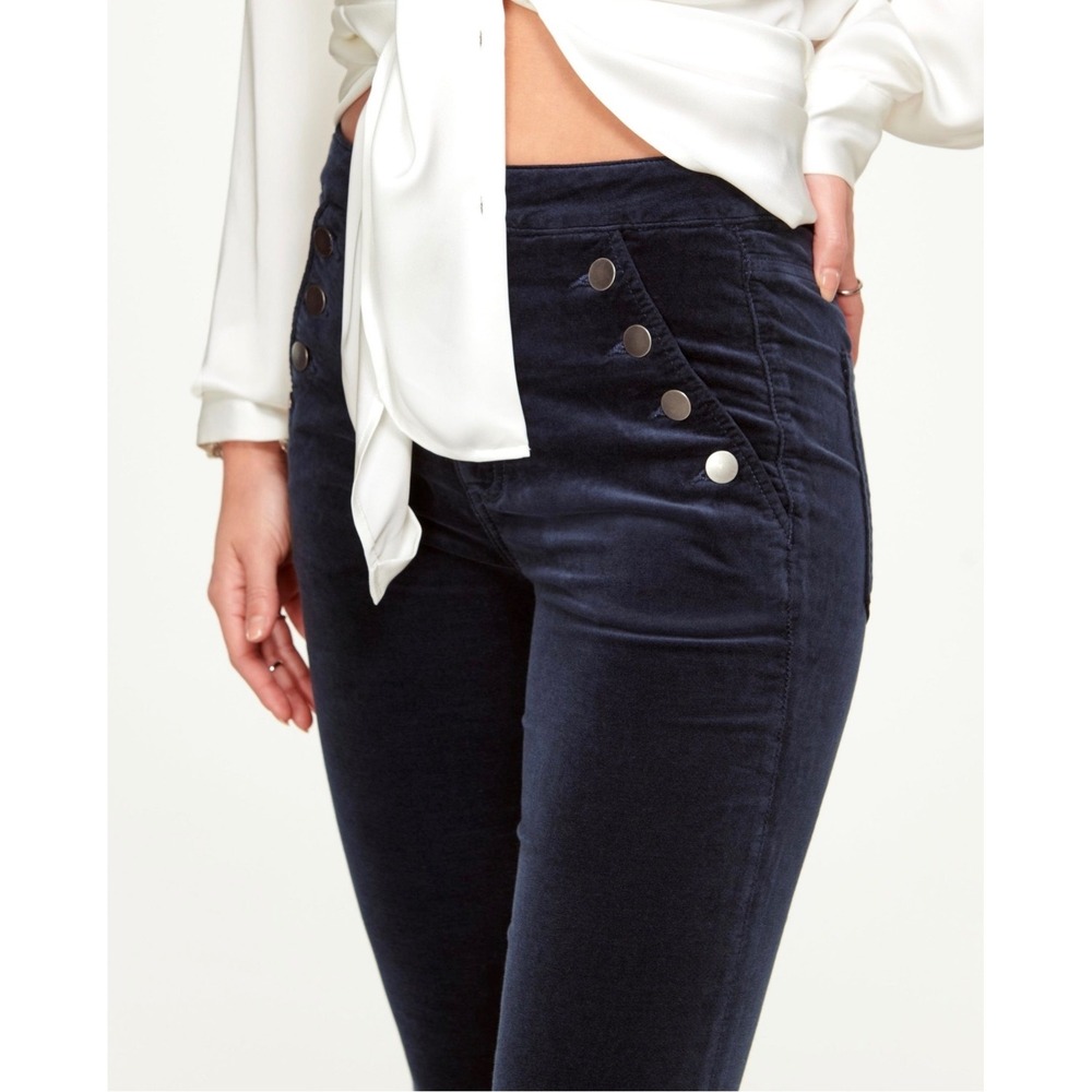 NWT LOFT Black Velvet Mariner Sailor Skinny Pants High Rise Women's Size 4 / 27